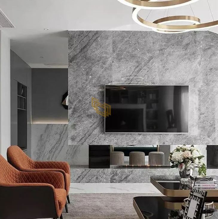 Dora cloud grey marble TV wall