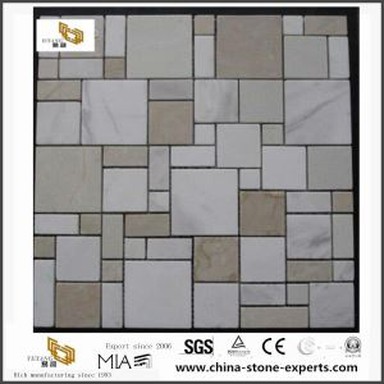 كارارا مصقول أبيض فسيفساء رخامية لبلاط جدران الحمام