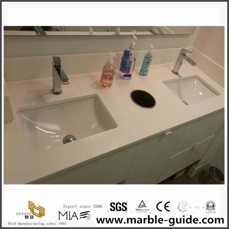 Prefab 36 Inch White Quartz Vanity Tops