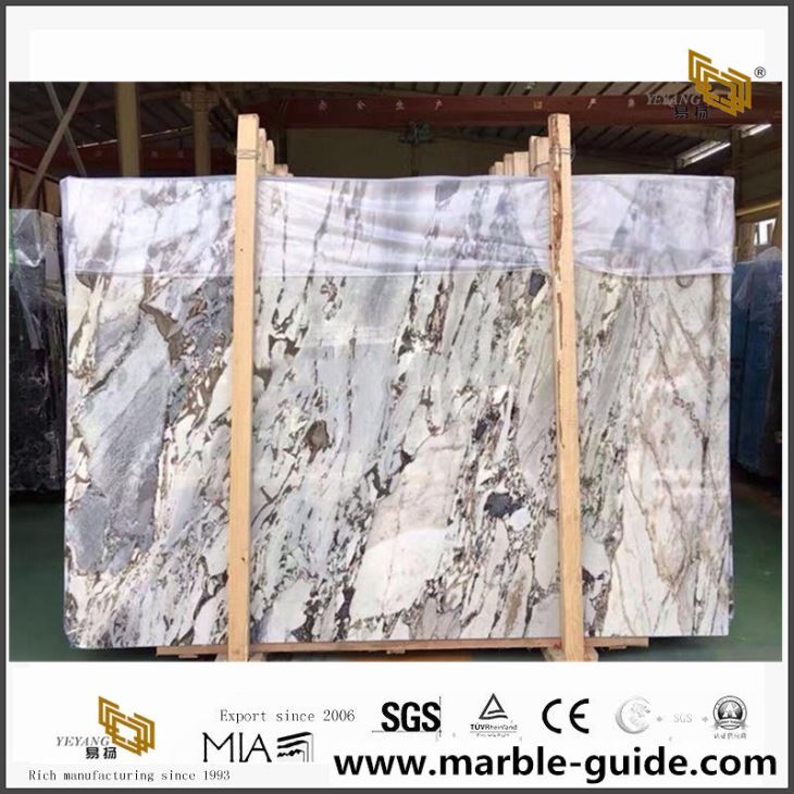 White Titanic Storm Marble Slab For Contertop