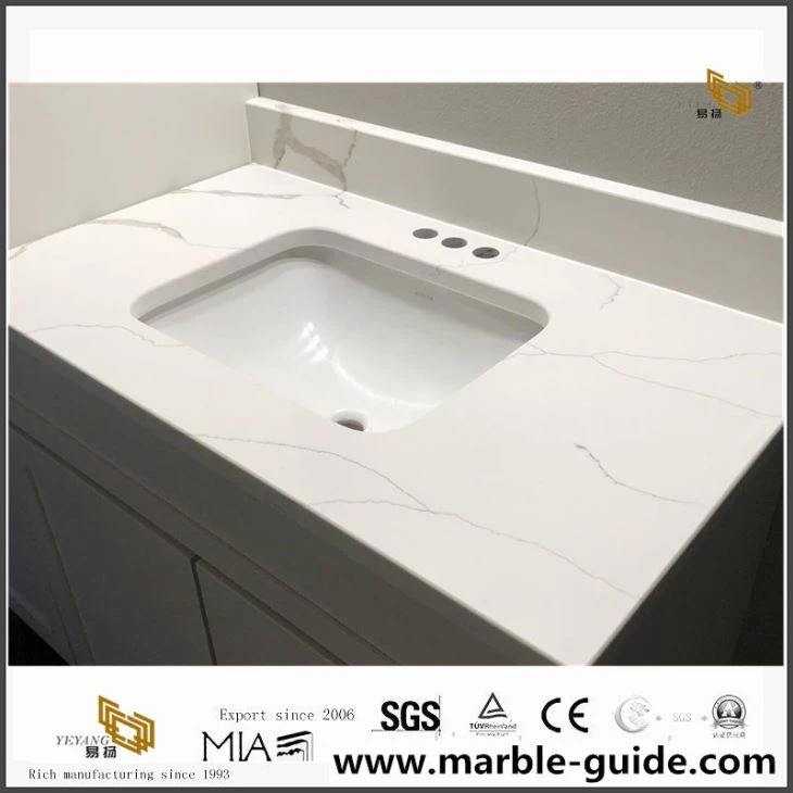 Calacatta Quartz Vanity Top For Bathroom