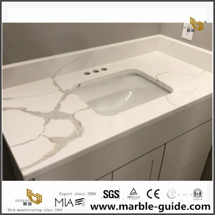Calacatta Quartz Vanity Top For Bathroom