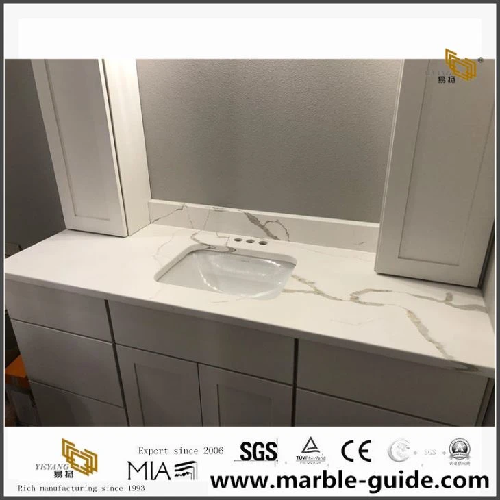 Calacatta Quartz Vanity Top For Bathroom